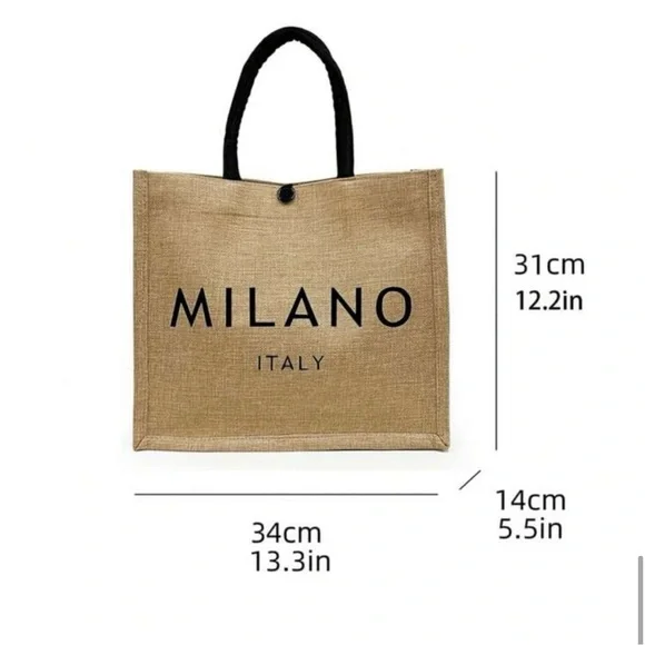 Milano Italy Beige Shopper Tote Bag NEW in Original Packaging - Picture 5 of 6